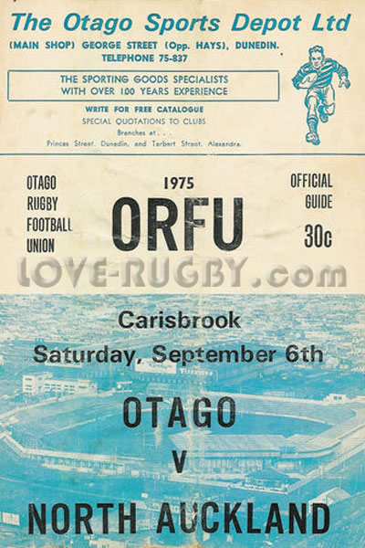 1975 Otago v North Auckland  Rugby Programme